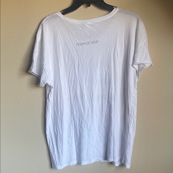 White Graphic Tee with logo true crime glass of wine in bed by none - Picture 4 of 4